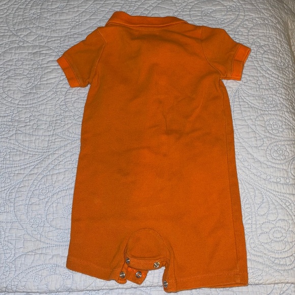 Ralph Lauren baby one Piece Orange with navy logo. 9 months. Shortall - Picture 2 of 4